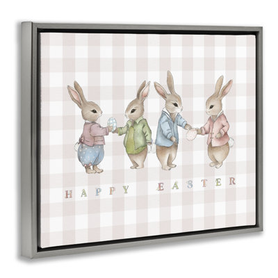 Easter Bunnies Pink Gingham Floating Frame, design by Leah Straatsma
