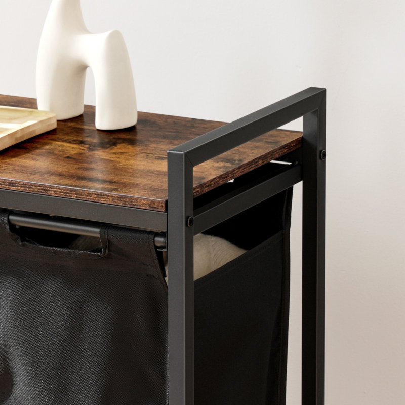 Laundry Sorter, Black/Rustic Brown
