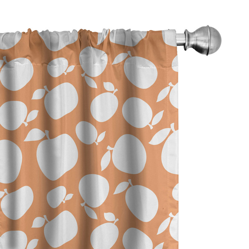Turtle Semi-Sheer Rod Pocket Curtain Panels, 28" x 84", Orange/White
