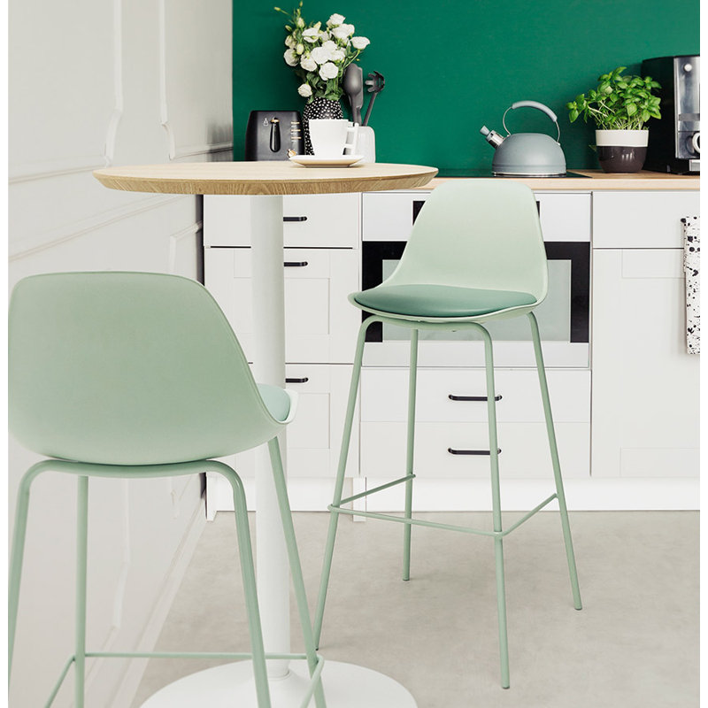Jeneba Round Metal Base Dining Table, White, Natural