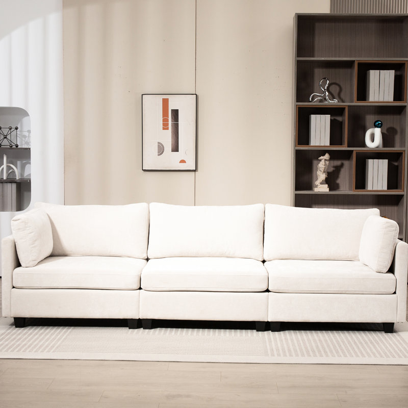 108,15 x 33,14 po Chenille 3 - Améliore le niveau de confort de la maison profond pour un bureau facile à assembler, Beige