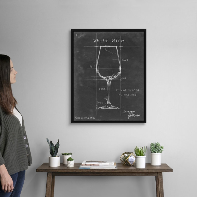 Barware Blueprint IV - Impression sur toile, H 31,7 po x l 25,7 po x P 1,75 po, Cadre flottant noir