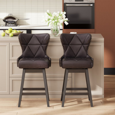Tabouret de bar à oreilles pivotant à 360 ° avec dossier capitonné Diamond