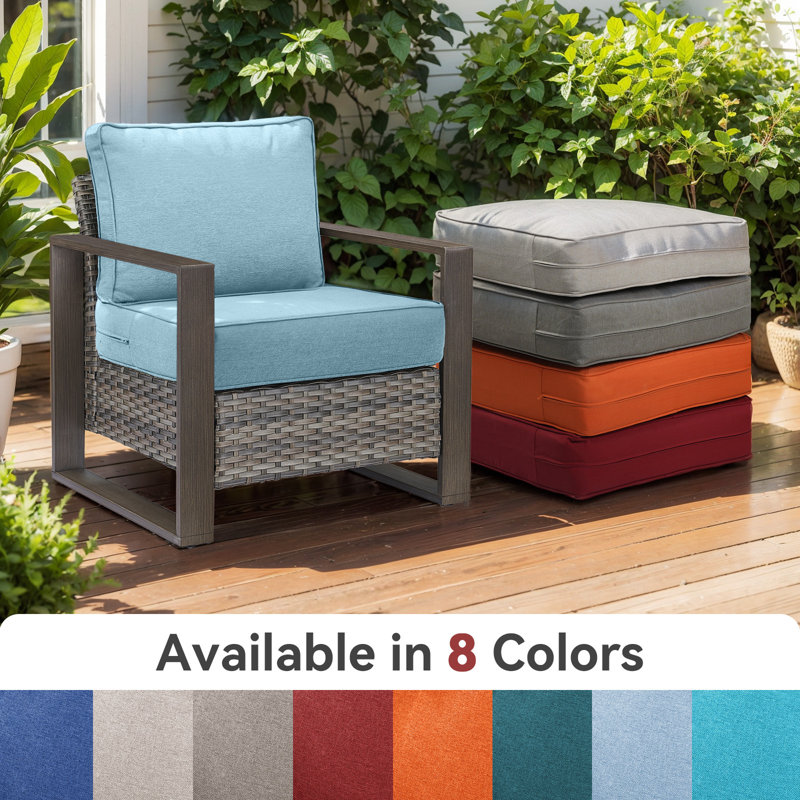Ancolonia Outdoor 6" Thick Cushion Set - Seat/Back Cushions For Swivel Gliders And Armchairs (Set Of 3), 3, Light Blue