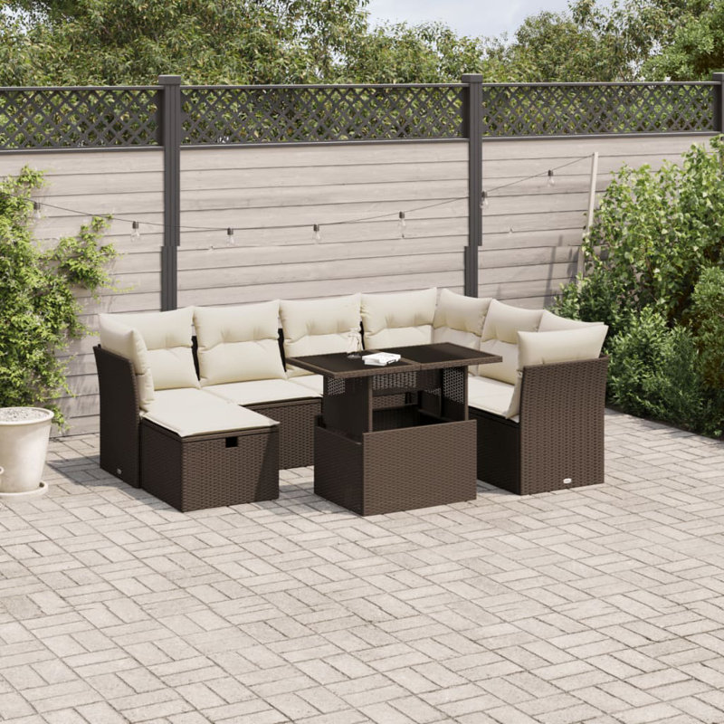 Vidaxl Garden Sofa Set , Cream White, Brown