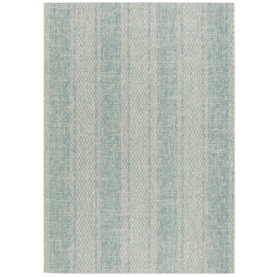 Atwells Hooked Light Grey/Aqua Indoor/Outdoor Rug