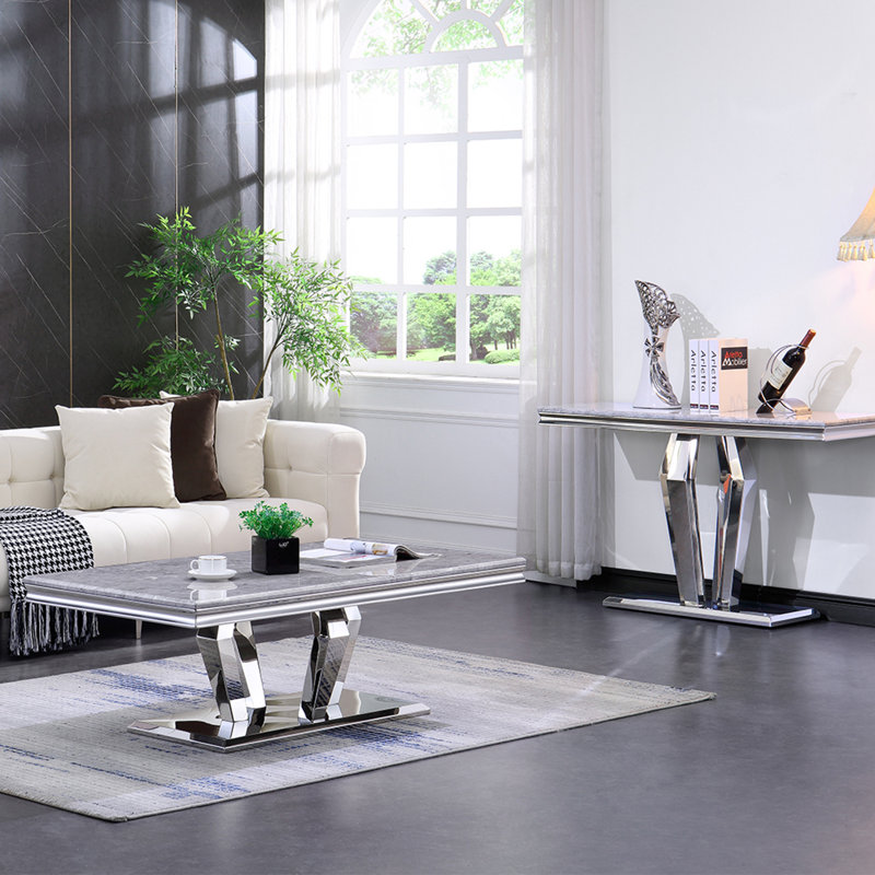 Console 16 po Zakri, Argent, Gris