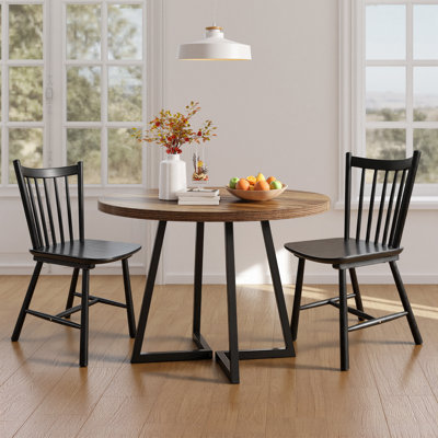 Spindle-Back Solid Wood Side Dining Chairs (Set of 2)