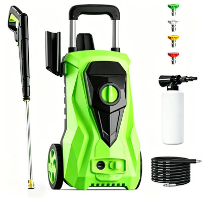Electric Pressure Washer 4200PSI MAX 2.5GPM, High-Pressure Surface Cleaning, Multi-Purpose Cleaning Performance, with 4 Adjustable Nozzle, 500ML Soap Bottle, Stainless Steel Lance, Total Stop System for Home, Patio, Garden, Outdoor Cleaning