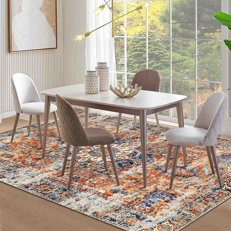 Vintage Look Flatweave 160cm X 230cm Area Rug, Vintage Orange