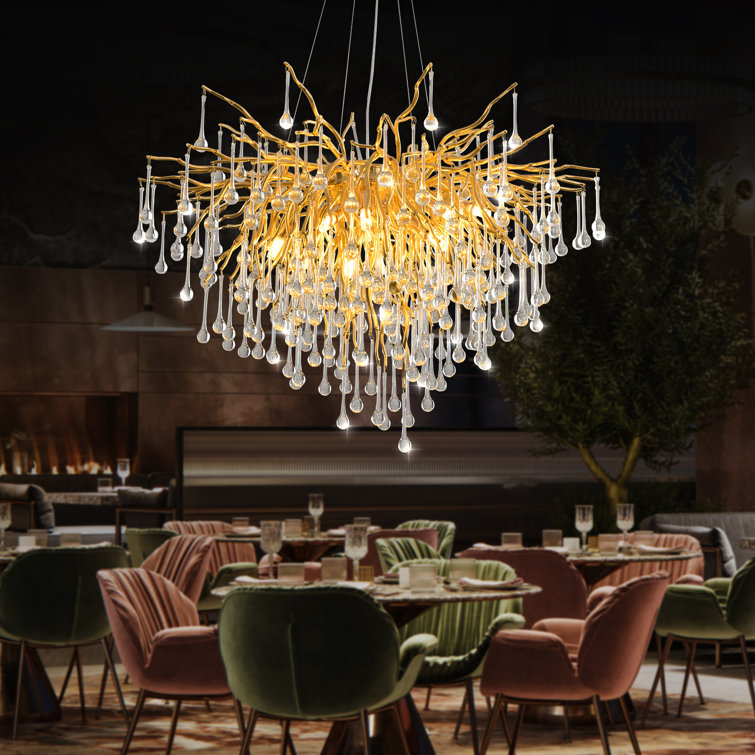 Akari Tree Branch Teardrop Chandelier Lighting, D24"
