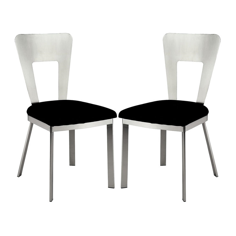 Chaises en métal noires en microfibre pour salle à manger moderne, de 2