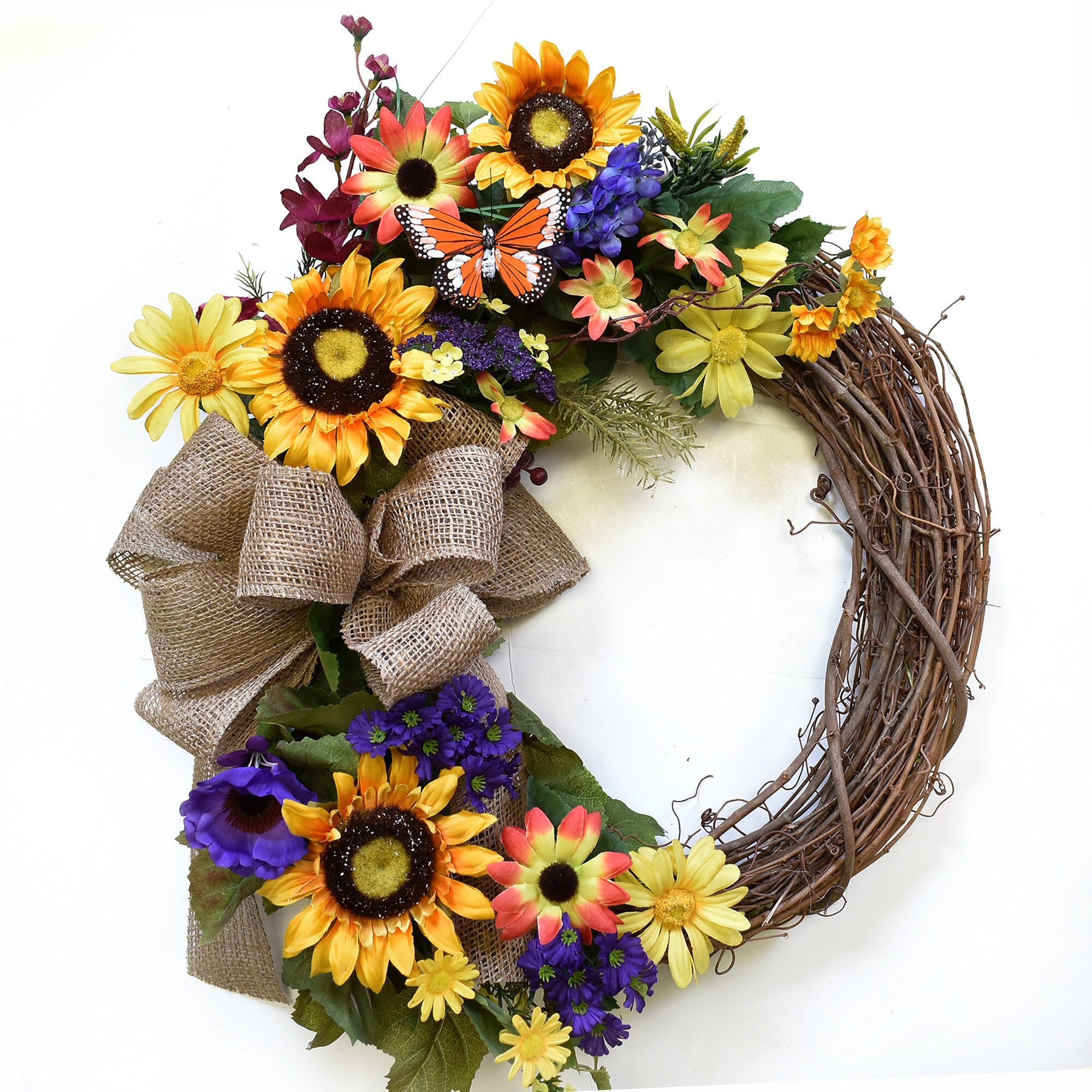 August Grove® Faux Mixed Assortment Silk 20'' Wreath & Reviews | Wayfair