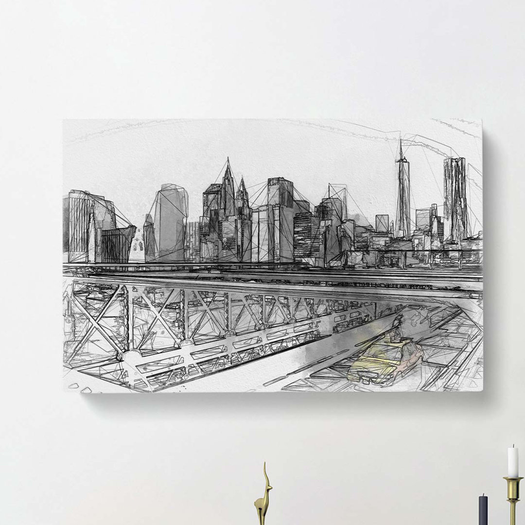 A Yellow Taxi Cab In New York In Abstract - Wrapped Canvas