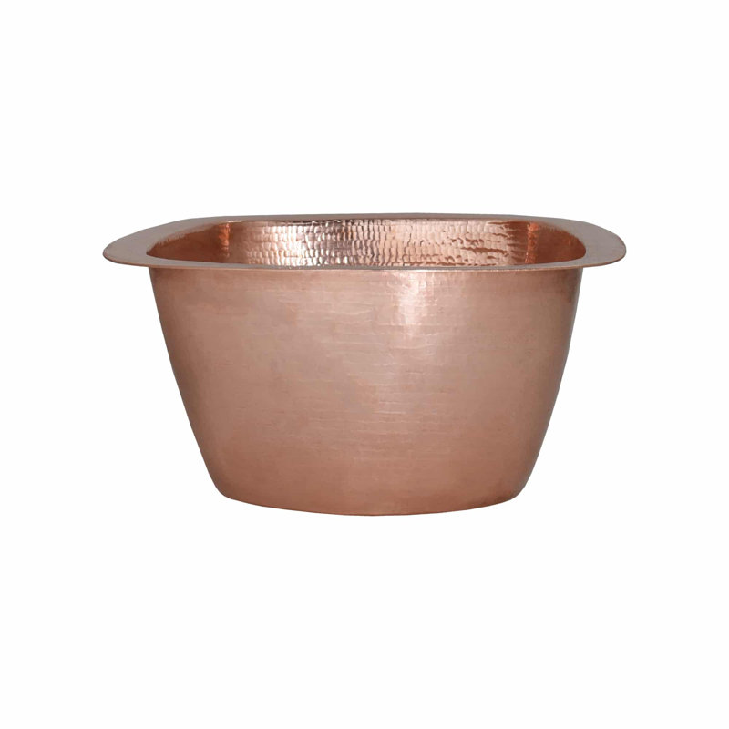 Rincon Hand-Hammered Copper 13" L x 13" W Undermount Kitchen/Bar Sink, Polished Copper