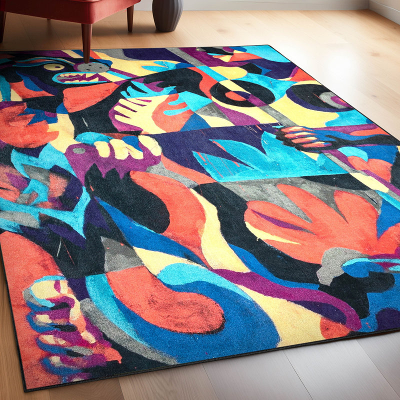 Tapis multicolore à motifs abstraits Well Woven x Misha Tyutyunik, Rectangle 7 pi 7 po x 9 pi 10 po