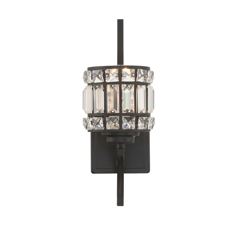 1 - Light Dimmable Black Armed Sconce