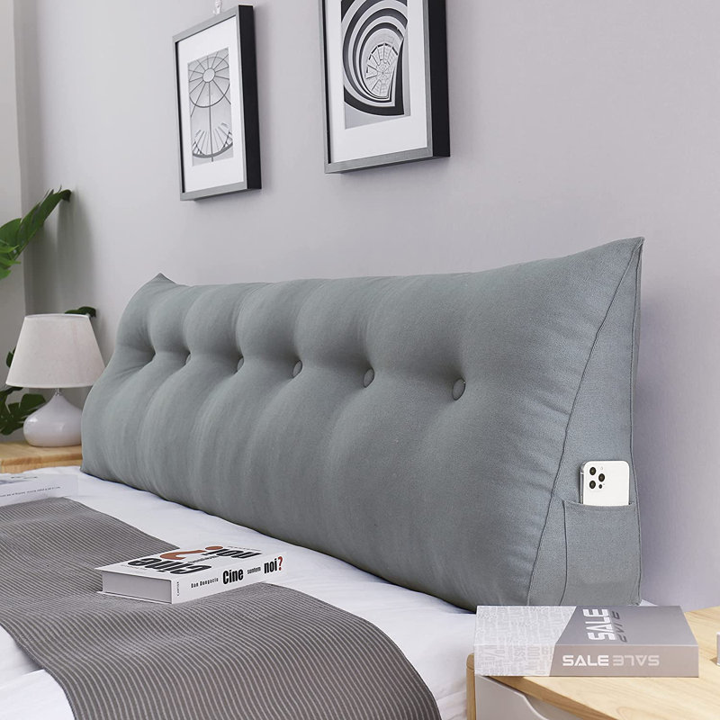 180cm Curved Headboard Pillow, 50cm H x 180cm W, Grey