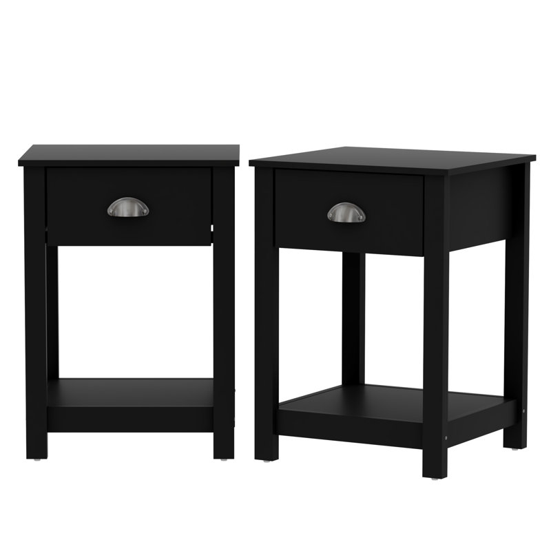 1 Drawer Nightstand, Black