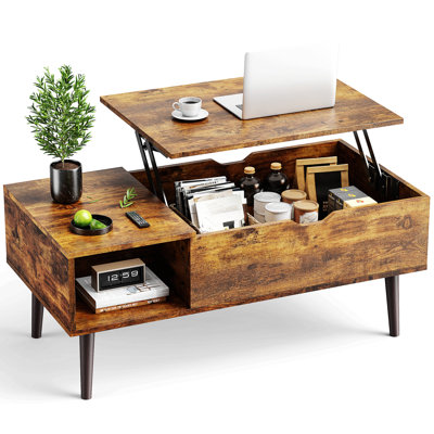 Tables basses en bois à plateau relevable avec compartiment caché