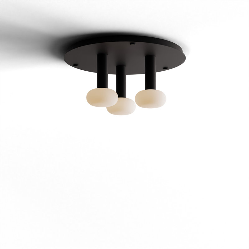 Combi suspension circulaire combinée 3 po avec auvent blanc mat, boule de verre, Noir mat