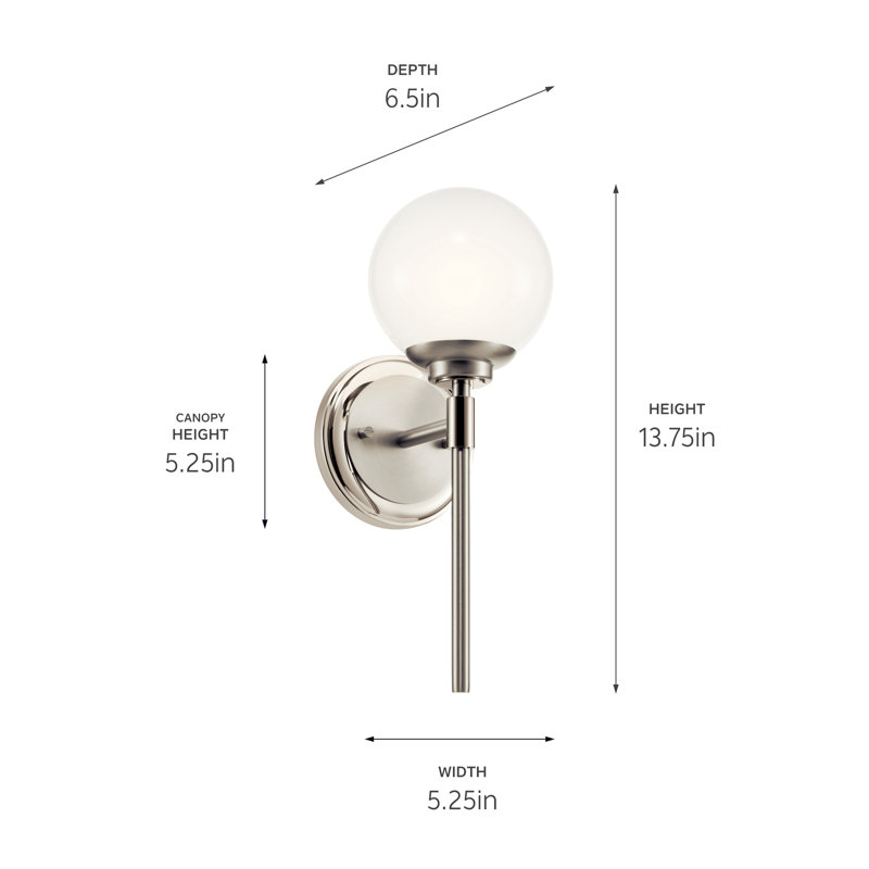 Tomasita Armed Sconce, Polished Nickel