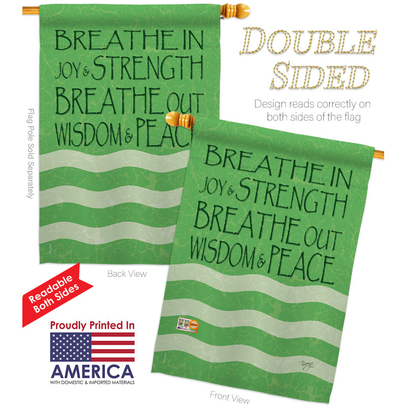 Le polyester décoratif à 2 faces 40 x 28 po Breathe in-impressions Ensemble de drapeaux