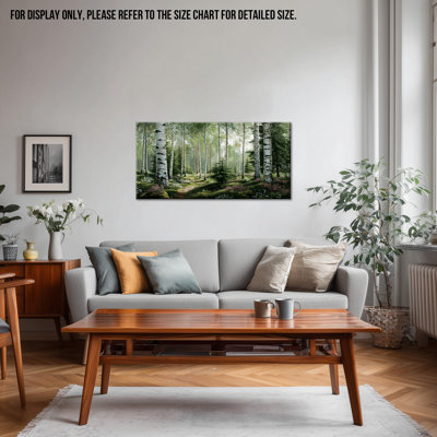 Guttaty Nature Landscapes Wall Art, Rustic Forest Picture Prints Spring Artwork Decor, Horizontal Forest Scenery Canvas Wall Art Lush Tree Painting Tranquil Forest Scene Decoration for Living Room Bedroom, 12x24 inches