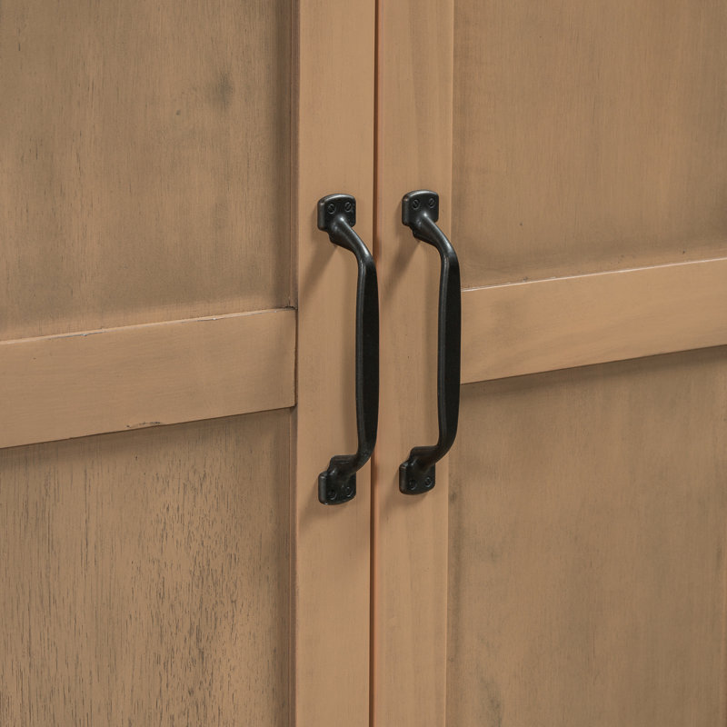 Buffet avec 4 portes, tablettes flexibles, poignées en métal rétro, pieds en bois de pin - convient pour le couloir et le bureau, buffet à 4 portes avec tablette réglable, pieds, vestibule au design charmant, matériau