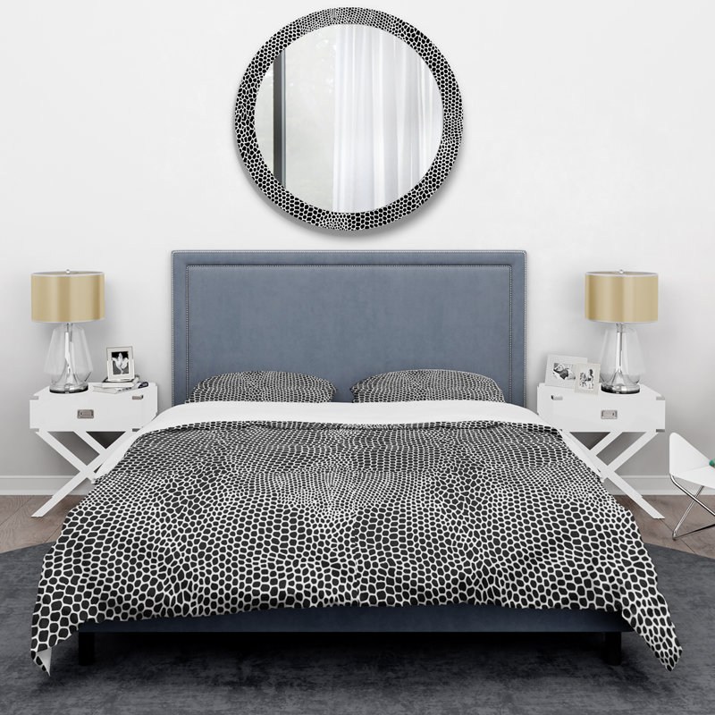 Ensemble de housse de couette en microfibre blanc / noir 3 pièces