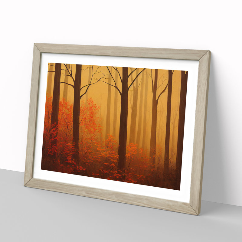 Delightful Autumn Forest 1 Piece Single Picture Frame Painting, 46cm H x 64cm W x 2cm D, Oak