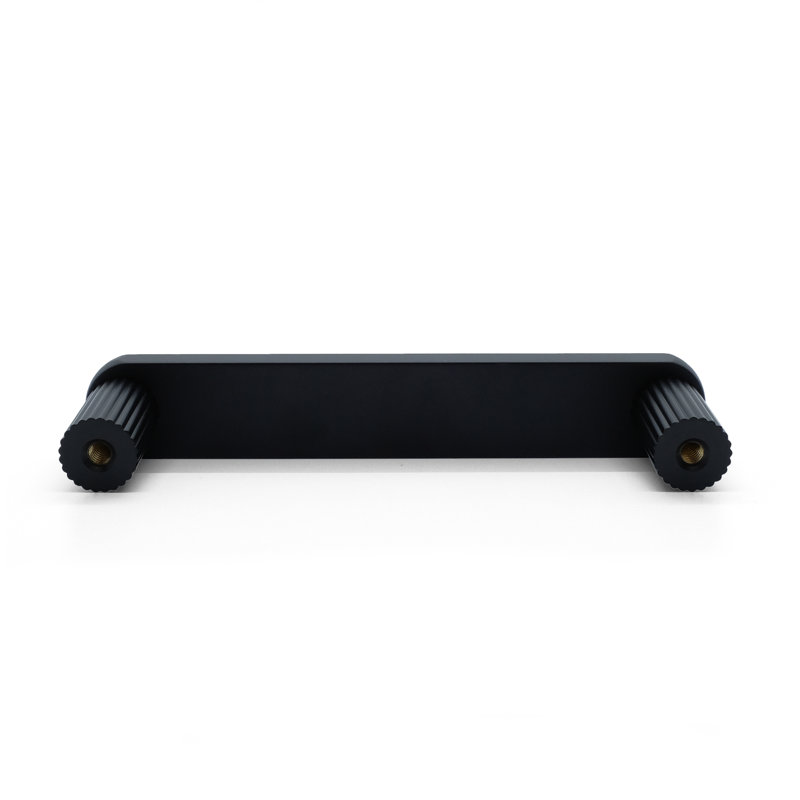 Ribbed Bar / Handle Pull with Fluted Stems, Matte Black, 12"