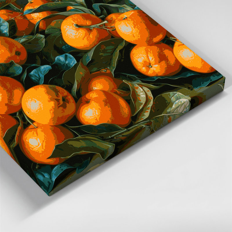 «Fruit Orangequat», art mural sur toile vert, H 20 po x l 24 po