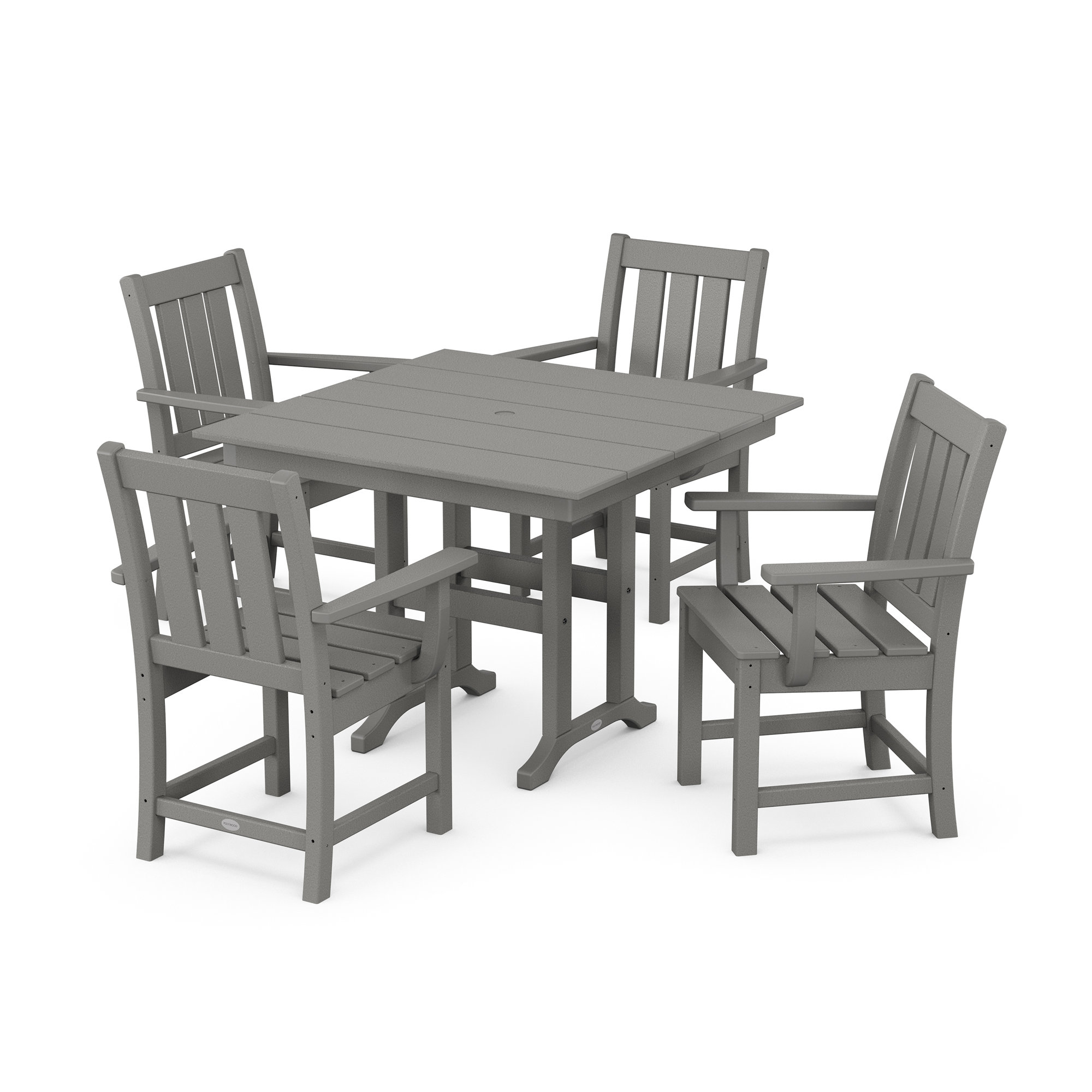 Oxford 5-Piece Farmhouse Dining Set, Slate Gray