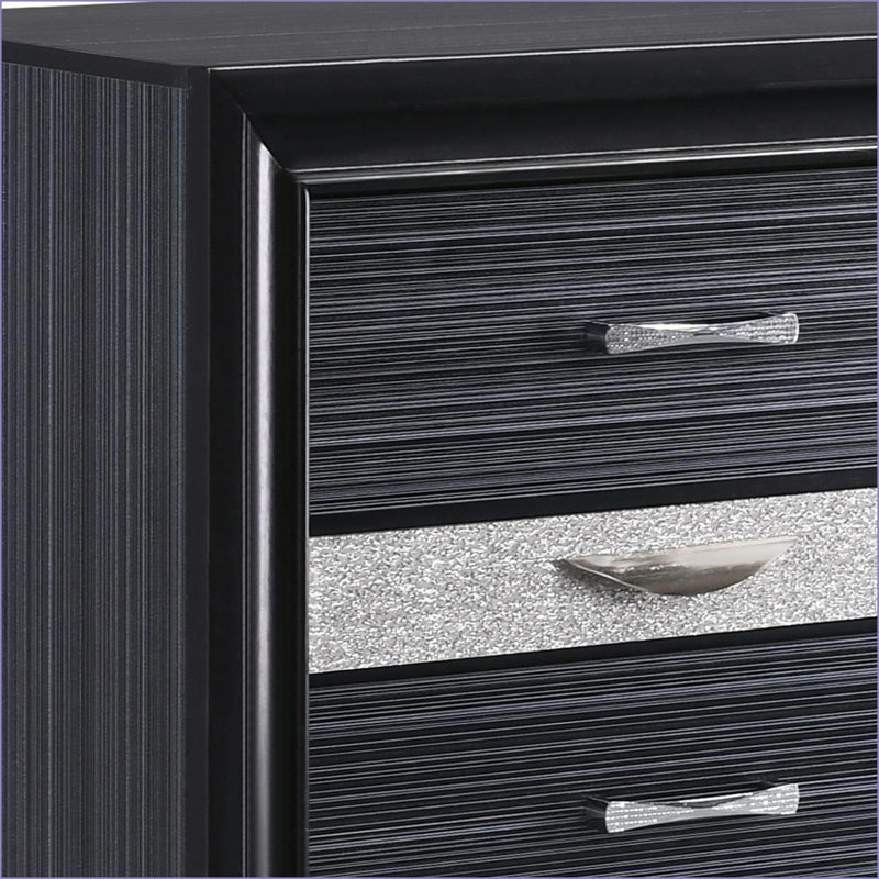 Table de chevet noire moderne à 3 tiroirs avec rangement pour bijoux, Noir