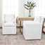 Chaise de salle à manger rembourrée en lin avec roulettes interchangeables et pieds fixes (ensemble de 2) Cathlino-109468733