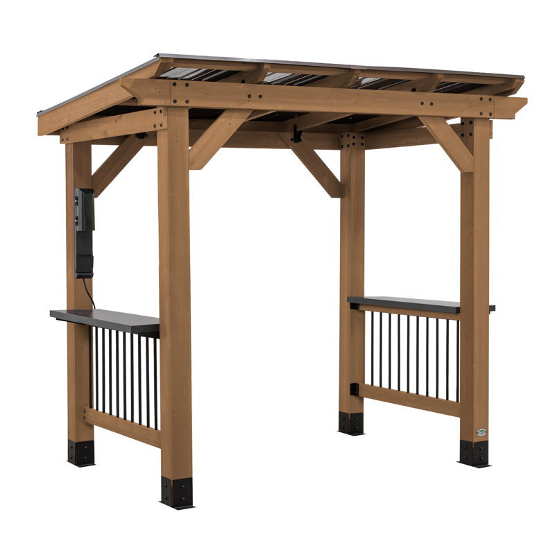 Backyard Discovery Saxony Grill/BBQ Gazebo Solid 100% Cedar Wood for Patio and Gardens | 2.3m x 1.6m