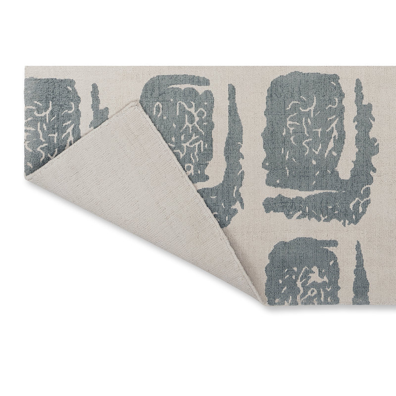 Wool Geometric Area Rug in Light Gray/Gray, 6'7" x 9'2"