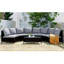 Mobilier modulaire de patio extérieur: 5 pièces en PE brun avec table en verre trempé, gris, cadre, multifonctionnel, combinaison, housses amovibles à eau 5 demi-lune