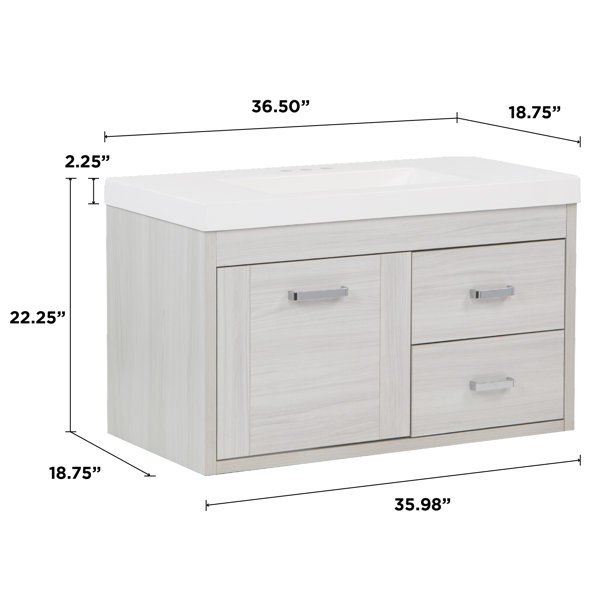 Latitude Run® 36.5'' Single Bathroom Vanity with Poly Marble Top ...