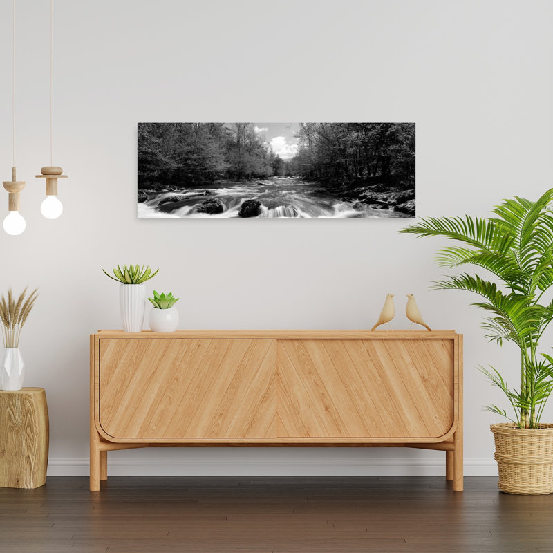 River flowing through rocks in a forest Little Pigeon River Great Smoky Mountains National Park Sevier County Tennessee USA 1 Piece Wrapped Canvas Panoramic Wall Art