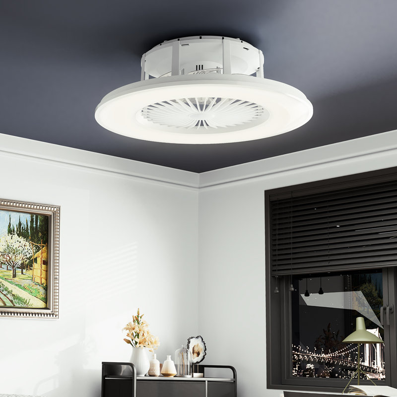 Ventilateur de plafond à profil bas de 22 po avec lumière DEL Télécommande RVB Amaaz Haut-parleur Bluetooth intelligent pour la chambre à coucher et le salon