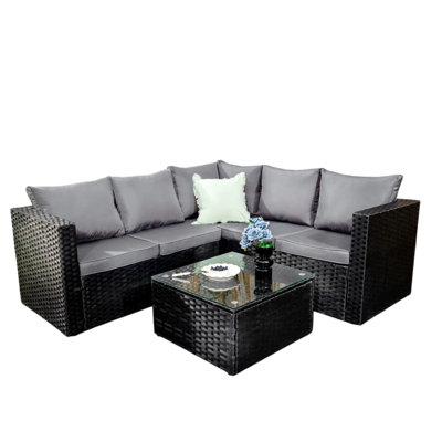 Deeanna 182cm Wide Outdoor L-Shaped Patio Sectional with Cushions