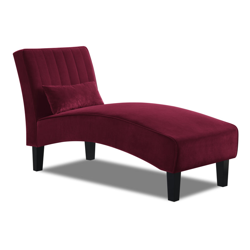 Abbiegail Velvet Chaise Lounge, Burgundy