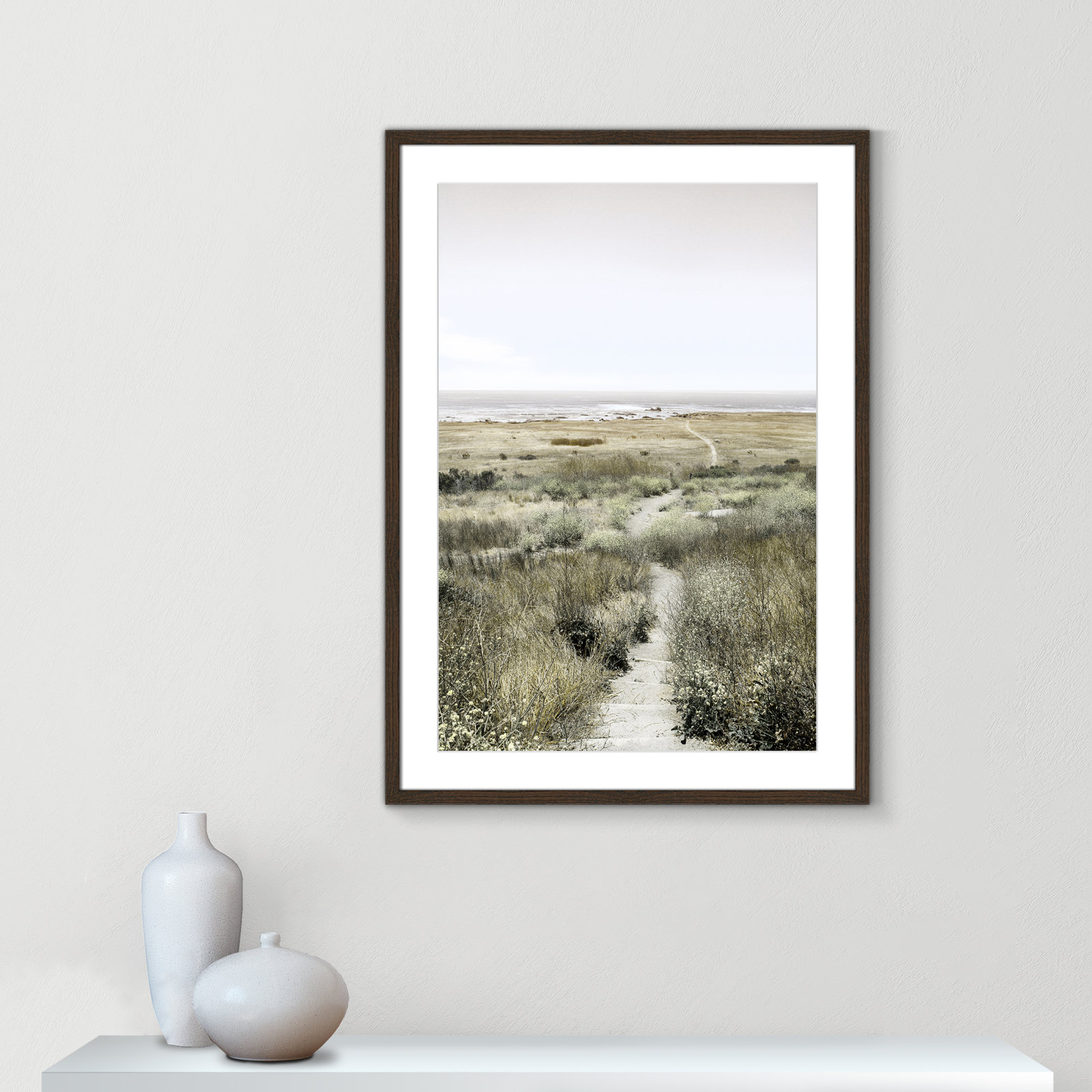 Toscani "Footpath to Paradise" Print, 25.5 W x 35.5 H x 0.75 D, Walnut Wood Grain
