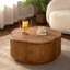 Table basse en rotin en forme de fleur - Rangement à couvercle amovible, Boho - Naturel