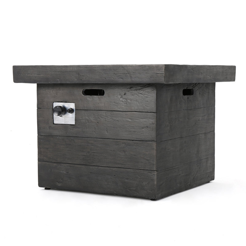 ANCHORAGE 32'' WOOD SQUARE MGO FIRE PIT GREY - 40,000 BTU, Gray