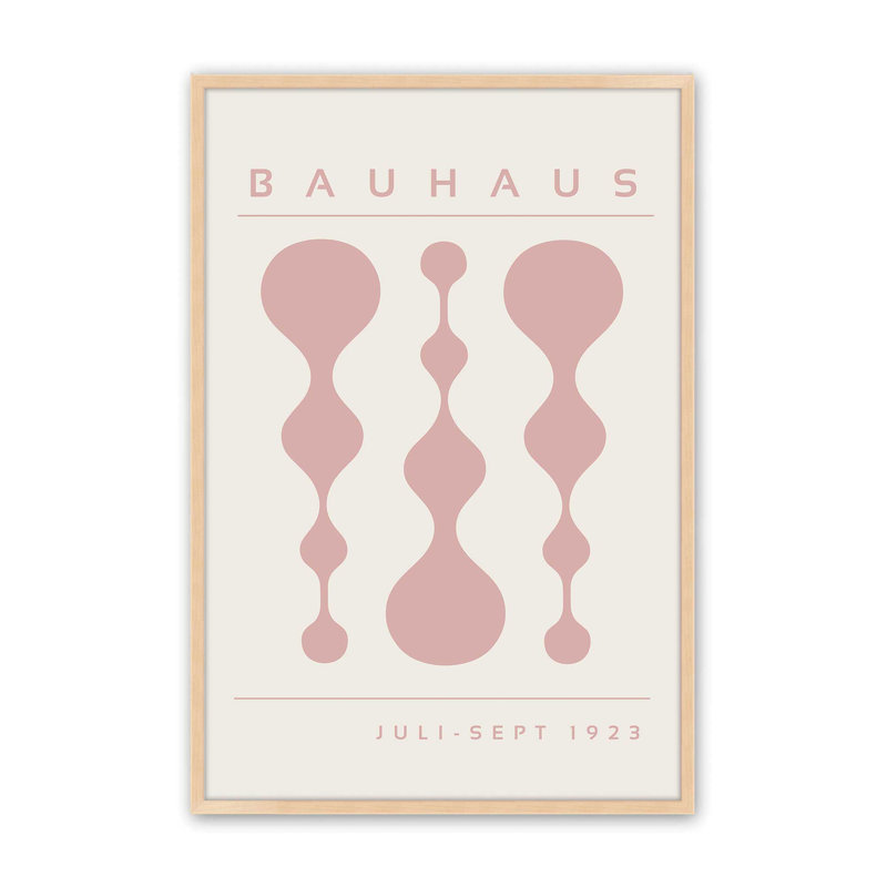 «Pink Retro Bauhaus», affiche I dans un cadre, Érable brut, H 15 po x l 12 po