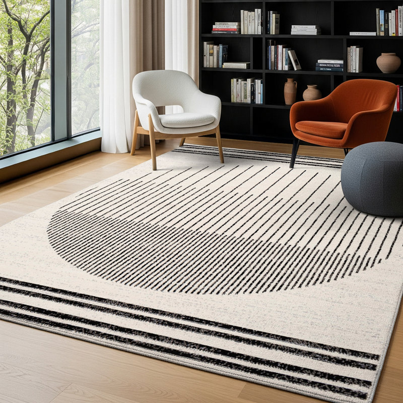 Corum Black/Off-White Rug, Rectangle 152 x 213cm