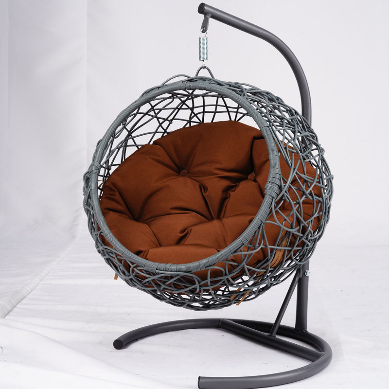 Lit à balançoire pour chat avec support et coussin, chaise à œuf pour chat avec apparence d'osier en rotin, lit à balançoire suspendu pour chats, petits chiens et petits animaux